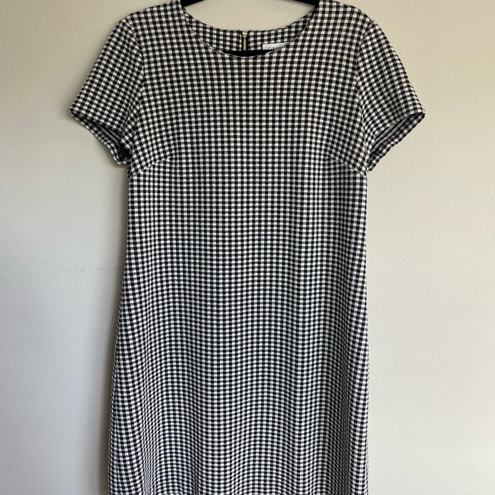 Calvin Klein women’s black and white checkered work dress